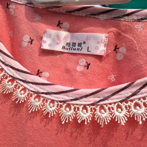 Cute Bunny Print Pink Nightwear For Girls