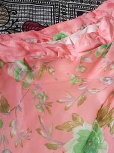 New Light Pink Floral Full Flair Skirt