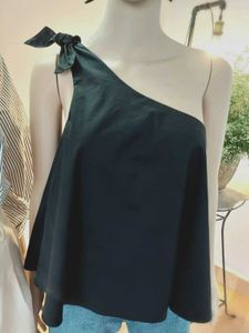 Thrifted One-Shoulder Side Tie Flared Top