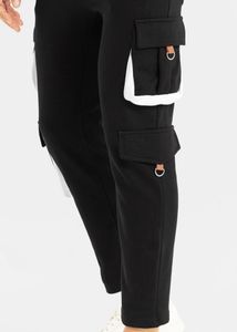 Snitch Black Cargo Joggers with White Detail