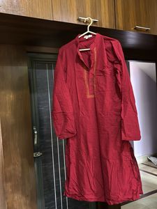 Maroon Cotton Kurta