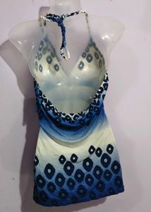 Blue HELTER NECK TOP