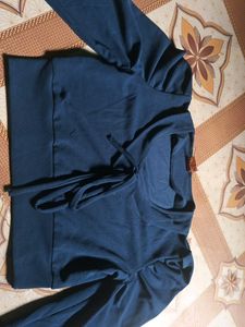 Navy Blue Tie-Front Top