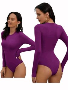 Purple Long Sleeve Bodysuit Free Size Xs-S-M
