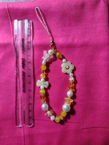 Yellow Beaded Phone Charm