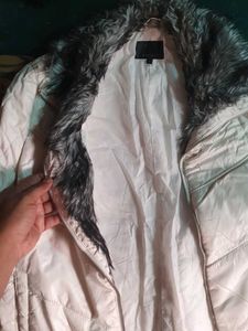 Stylish Winter Jacket white with Furr Collar