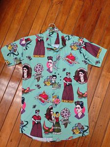 Frida Kahlo Print Button-Down Shirt