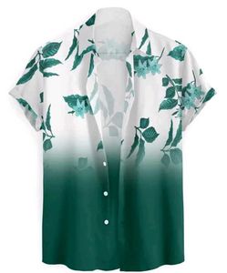 Ocean Breeze Gradient Leaf Printed Casual Shirt&#34;