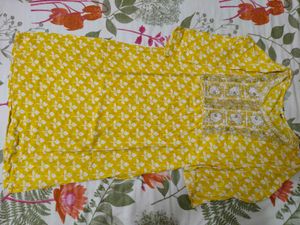 Golden Yellow Embroidery Kurti