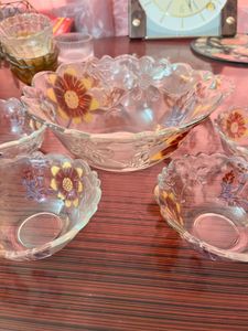 Vintage Floral Glass Bowls (Set of 5)
