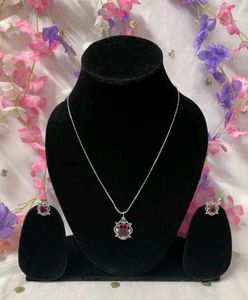 Elegant Ruby Necklace and Earring Set