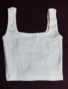 White Ribbed Tank Top