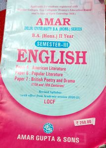 Delhi University  BA Hons 2nd Year English Sem 3rd