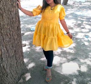 Yellow Tiered Mini Dress