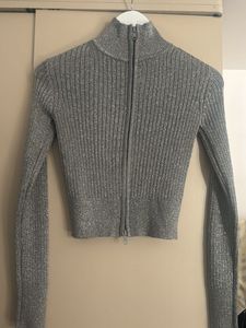 Silver Cardigan With Zip