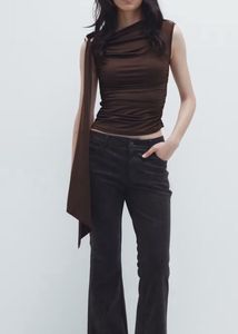 Brown One-Shoulder Top