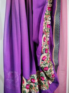 Purple Pink Red Floral Embroidered Designer Saree