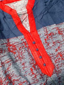 Floral Print Kurti with Red Trim