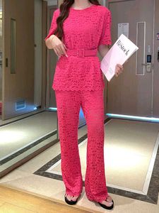 Lace Co- Ord Set With Belt