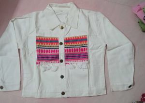 White Embroidered Denim Jacket