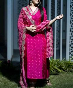 Pink Printed Kurta Set