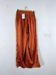 Rust Color Satin Kaftan Top Co-ord Set