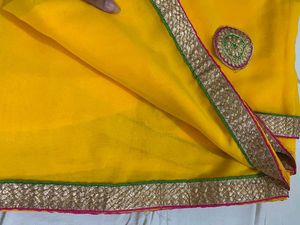 New yellow patches saree