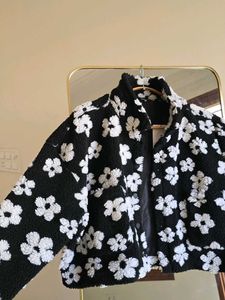 WESTSIDE Floral Print Faux Fur Jacket