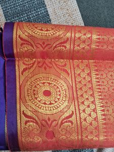 Red SAREE with Blue Pallu