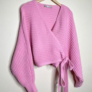 Pink Wrap Sweater