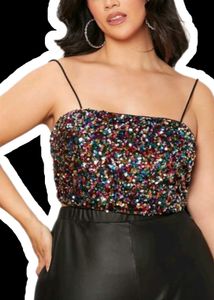 4 Top New Red Sparkle Cowl Neck Tank