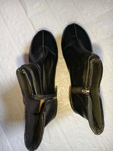 9 inches/UK 5 Black Ankle Boots