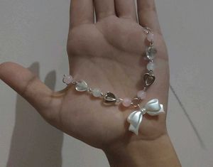Adorable Handmade Heart &amp; Bow Chain Necklace ✨🎀🩷