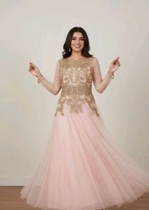 Elegant Pink & Gold Ethnic Gown