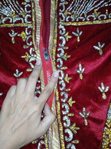 Bride Red &amp; Gold Embellished Outfit Only Top
