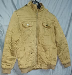 Men Khakhi Colour Warm Jacket With Inside Fur