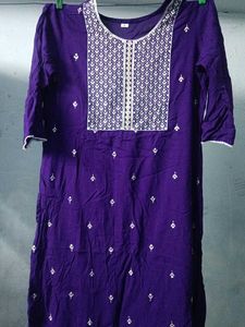 Embroidered Purple Kurti - Size L