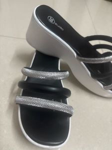 “Zudio” Black Shimmery Party Wedges (almost 🆕)