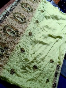 Beautiful Green Chikankari Saree