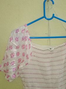 Zudio White &amp; Pink Top