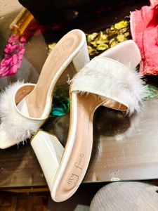 White Furry Heels
