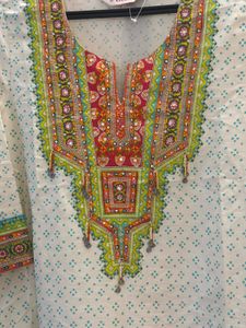 Embroidered Kurta Suit With Palazzo And Dupatta