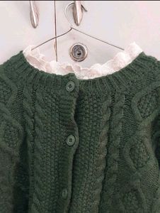 Korean Green Knit Cardigan Top