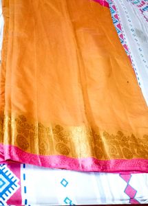 Orange &amp; Pink Saree