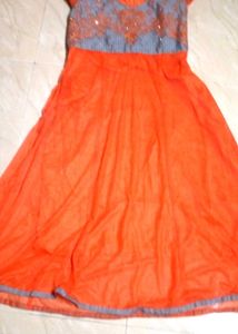 Orange Embellished Anarkali Dress