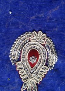Navy blue embroidered saree