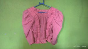 Pink Ruffle Sleeve Top