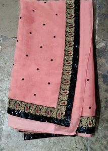 Elegant Peach Saree