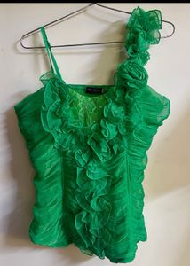 Green Ruffle Top