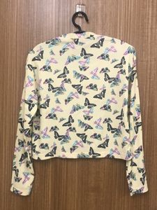 Butterfly Print Long Sleeve Slim Fit Top